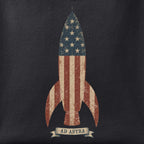 Close-up of the Ad Astra print showing ink detail on black cotton fabric