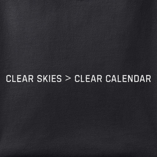 Close-up of the Clear Calendar print showing ink detail on black cotton fabric