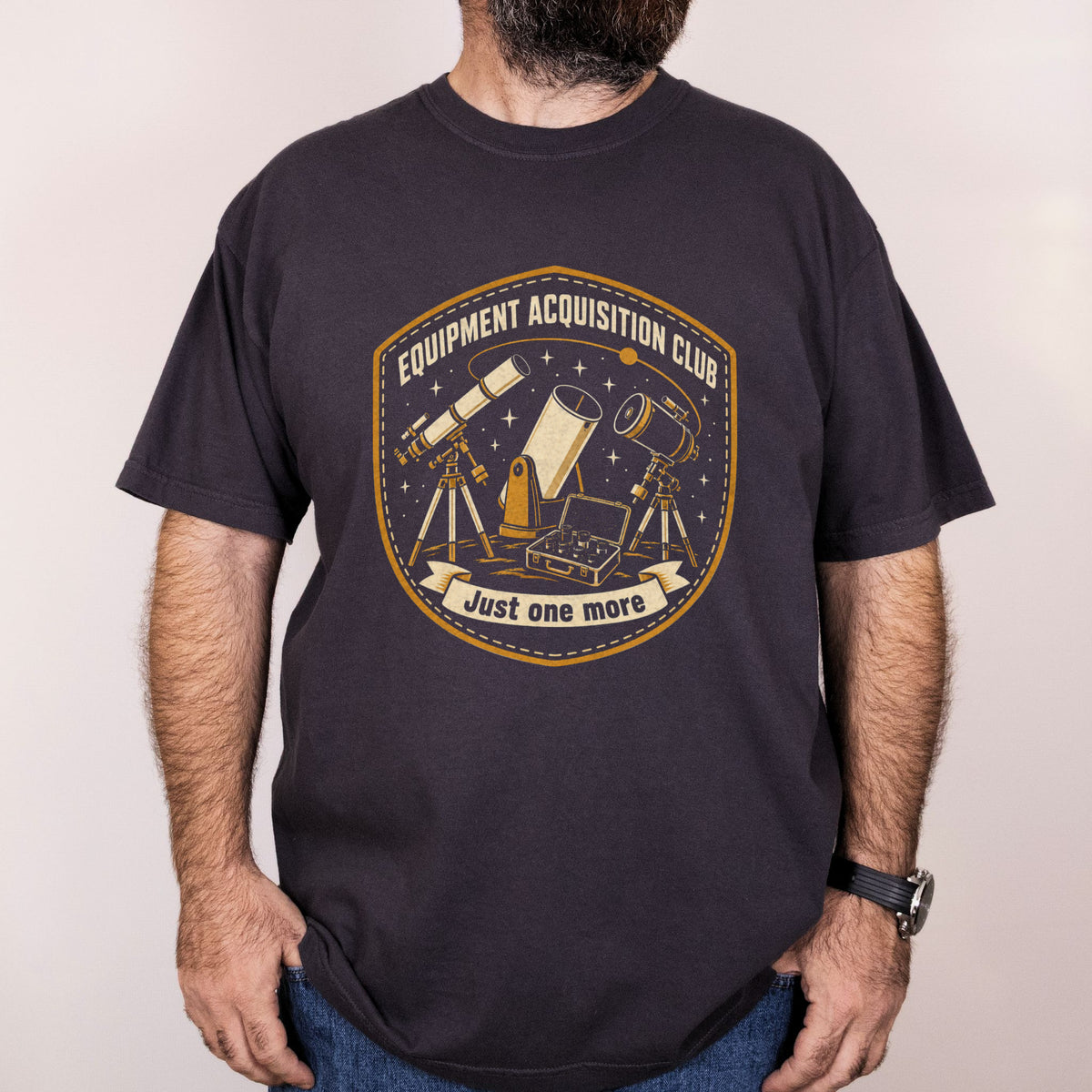 Worn: Equipment Acquisition Club printed on a Comfort Colors 1717 tee
