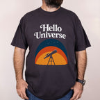 Worn: Hello Universe printed on a Comfort Colors 1717 tee