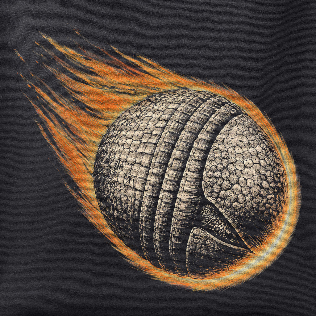 Close-up of the Houston, I'm Rolling print showing ink detail on black cotton fabric