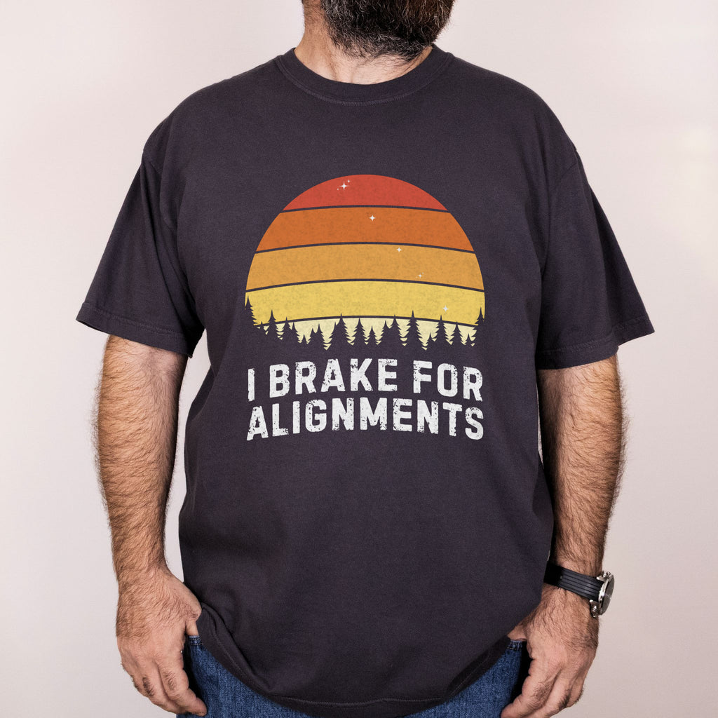 Worn: I Brake for Alignments printed on a Comfort Colors 1717 tee