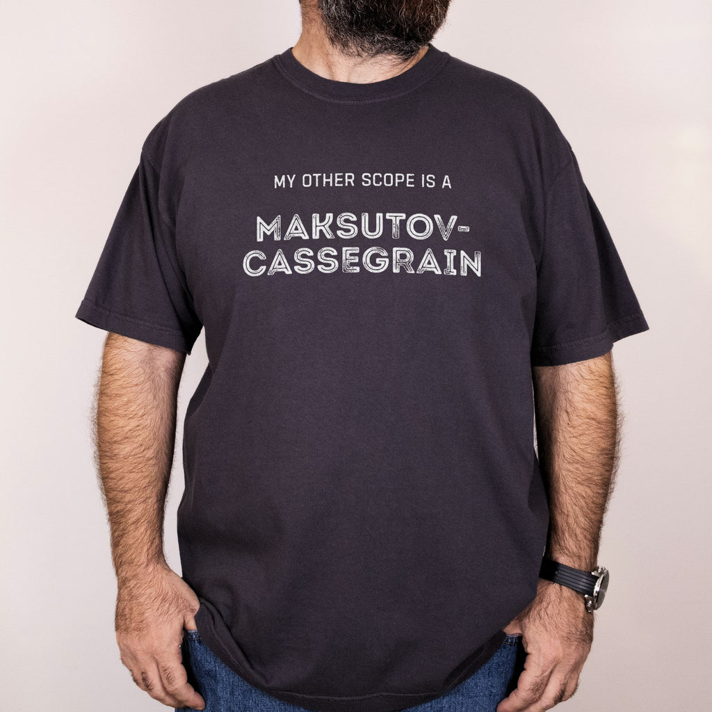 Worn: Maksutov-Cassegrain printed on a Comfort Colors 1717 tee