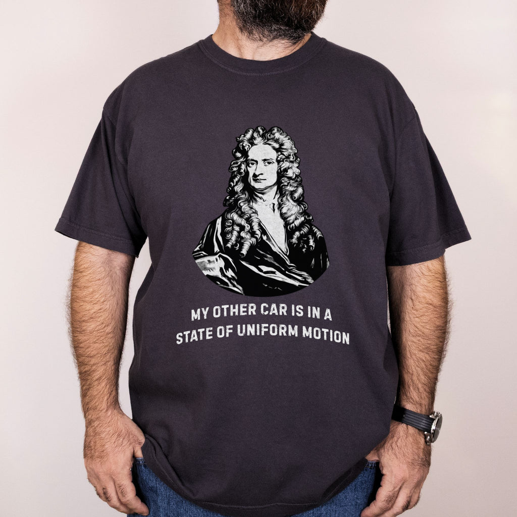 Worn: Newton's Other Car printed on a Comfort Colors 1717 tee