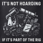Close-up of the Not Hoarding print showing ink detail on black cotton fabric