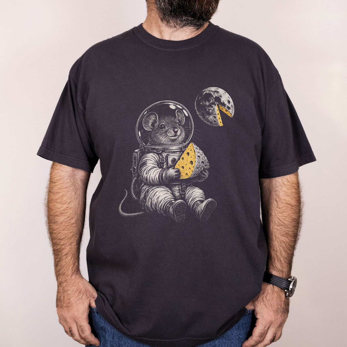 Worn: One Small Bite for Mousekind printed on a Comfort Colors 1717 tee