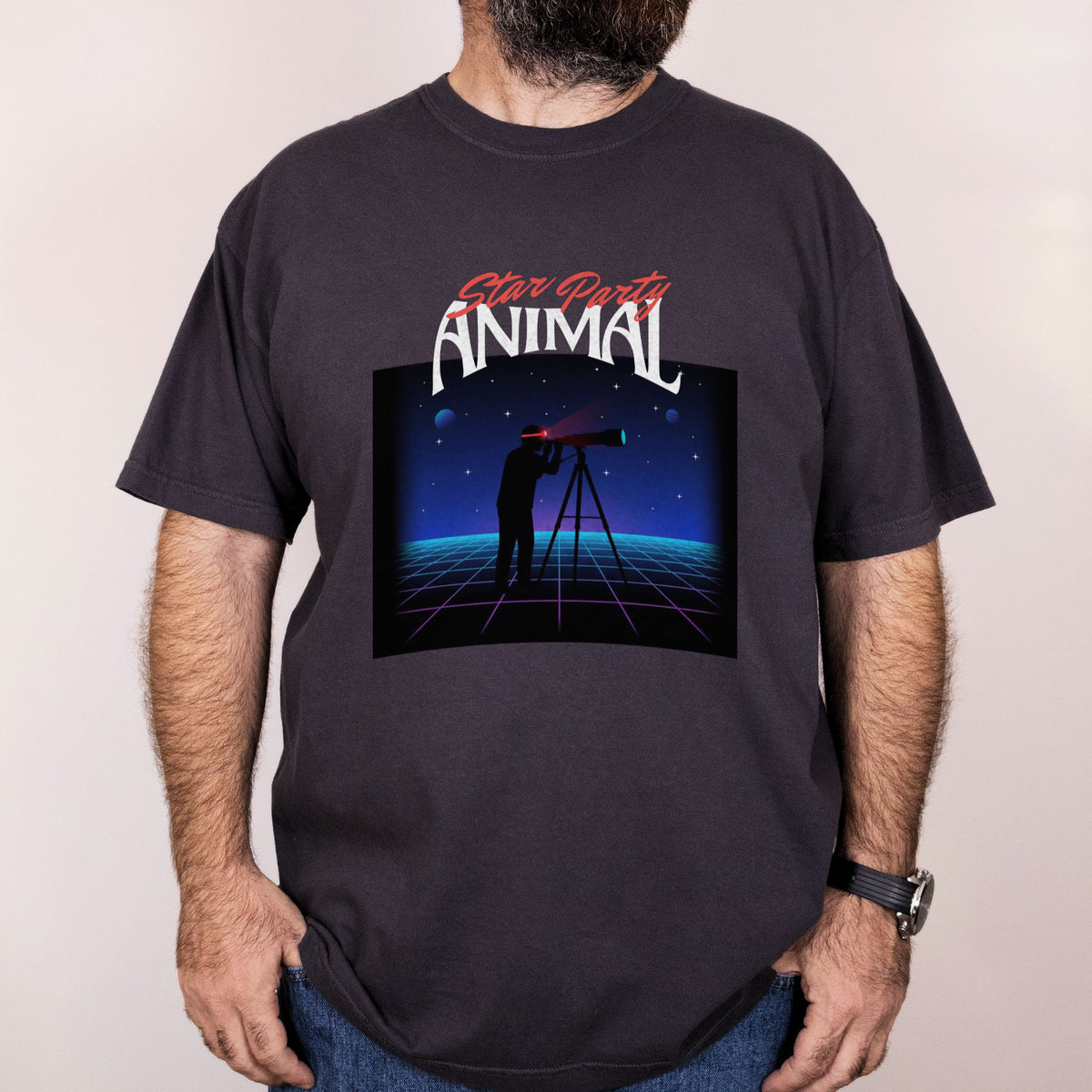 Worn: Star Party Animal printed on a Comfort Colors 1717 tee