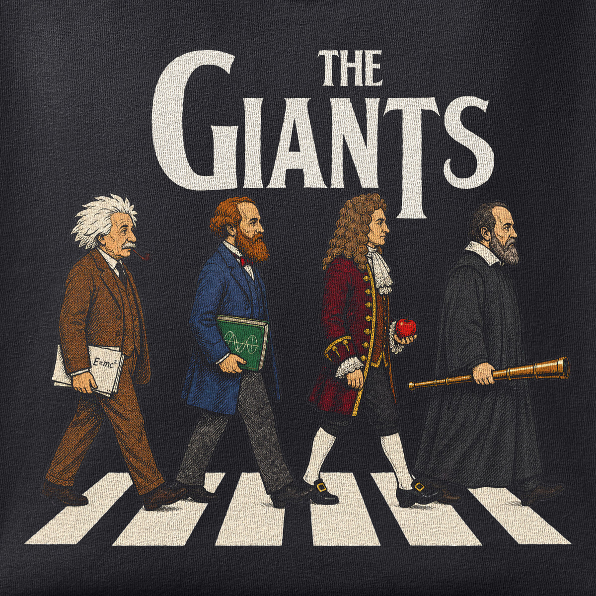 Close-up of the The Giants print showing ink detail on black cotton fabric